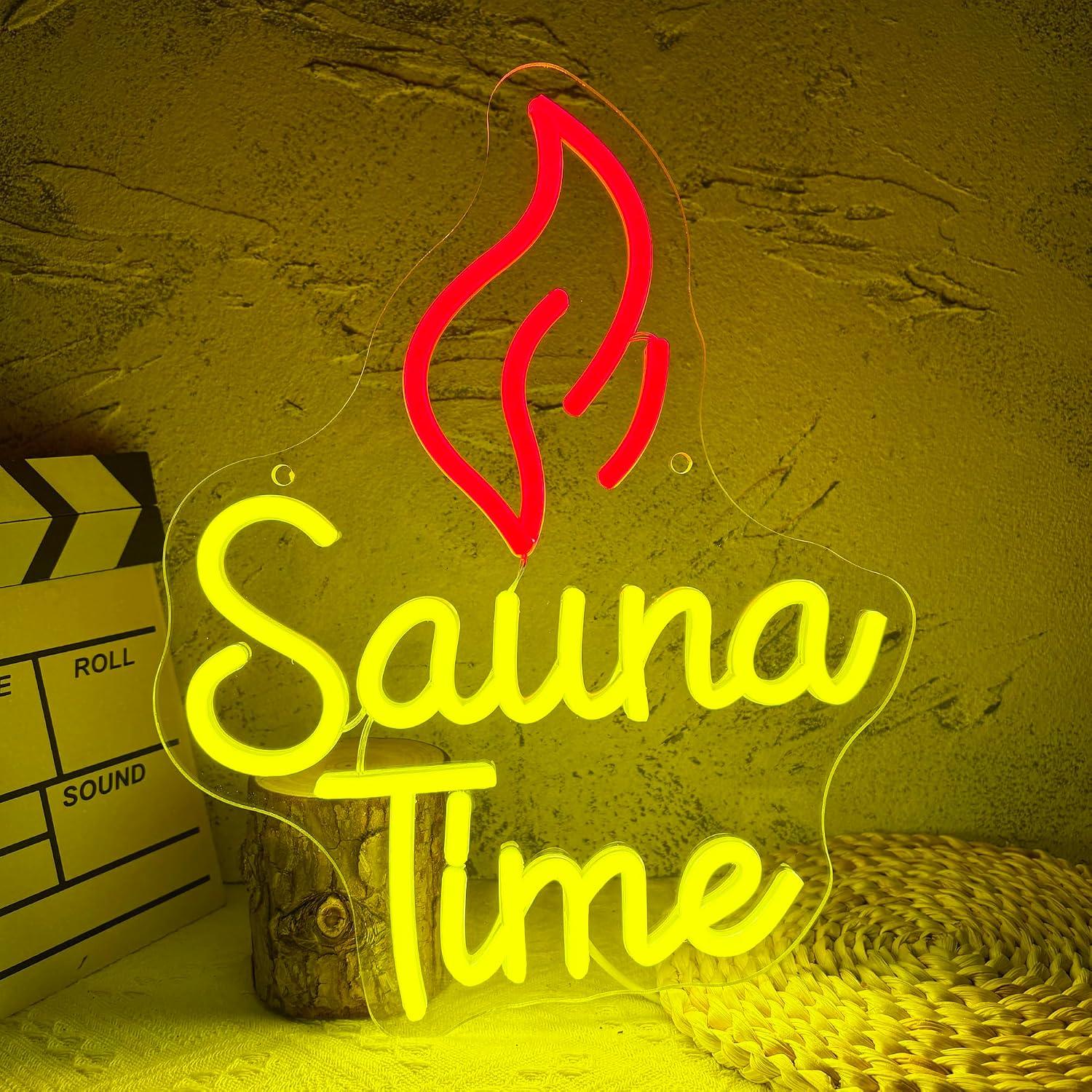 Spa Wellness Gym - Letreiro Neon Sauna Time com Luzes